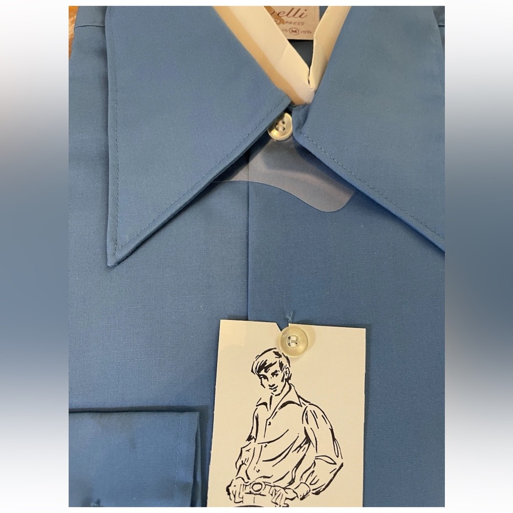 🆕Ginelli Italy men’s Medium 15-15.5 Vintage 1960s Deadstock blue Romeo bell slv - Picture 8 of 13